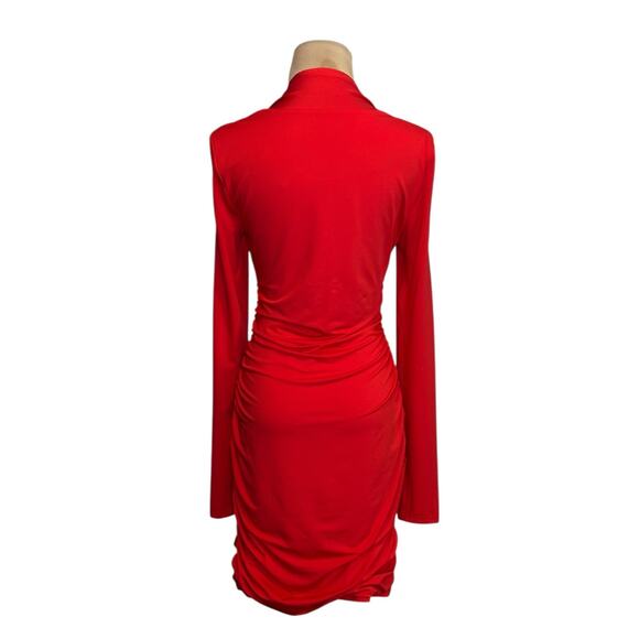 Uryiao red long sleeves bodycon mini dress size medium - Picture 2 of 16